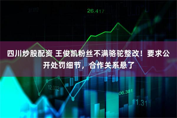 四川炒股配资 王俊凯粉丝不满骆驼整改！要求公开处罚细节，合作关系悬了